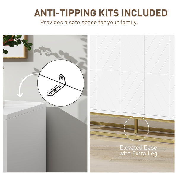 Storage sideboard with 3 doors and adjustable shelves, white