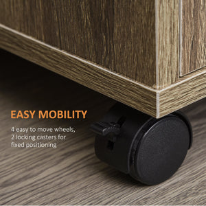 Microwave trolley on wheels, gray-brown