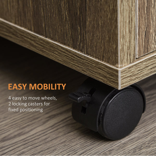 Microwave trolley on wheels, gray-brown