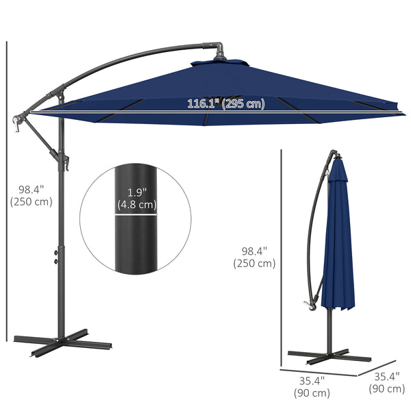 10-foot cantilever parasol, navy blue