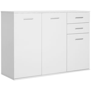 High gloss lacquered buffet, with 2 drawers and 3 doors with adjustable shelf, coffee bar cabinet, white