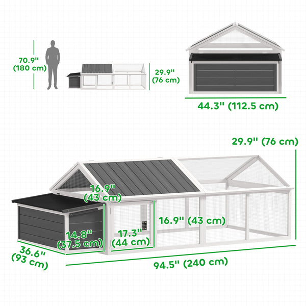 Coop with nesting box, wooden roof and side door for 4 to 8 chickens