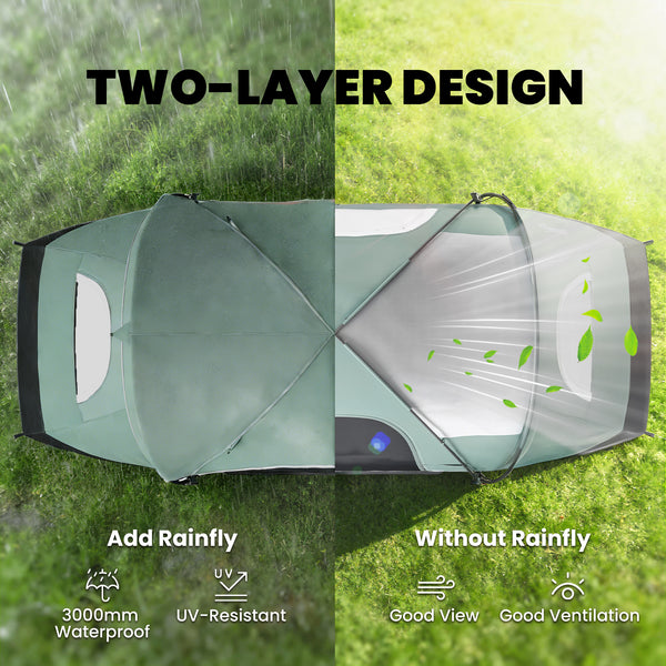 5-6 Person Family Tent, Outdoor Camping Tent with Lighting Hook, Carrying Bag for Camping, Hiking and Traveling, Green