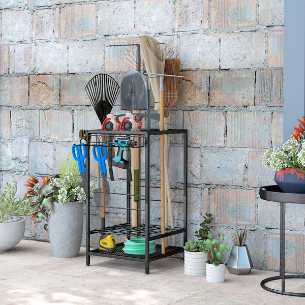3-Tier Garden Tool Storage Tower, Black