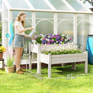 Two-tier raised wooden vegetable garden for flowers, vegetables and herbs