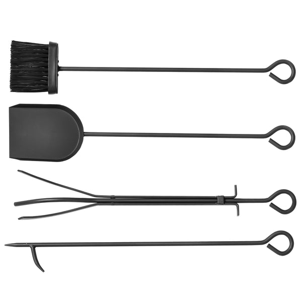 40cm 2-tier log rack with 4 tools black