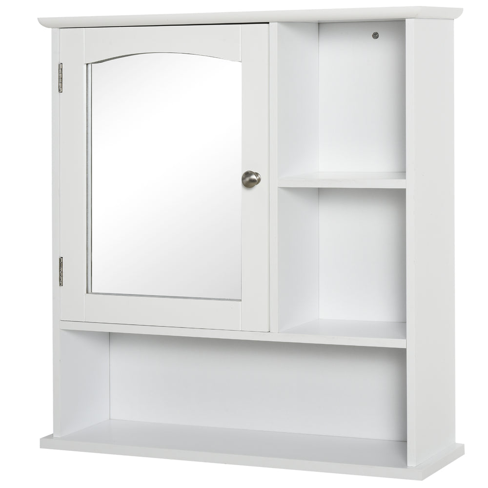 Medicine cabinet with mirror and doors, storage shelves, white