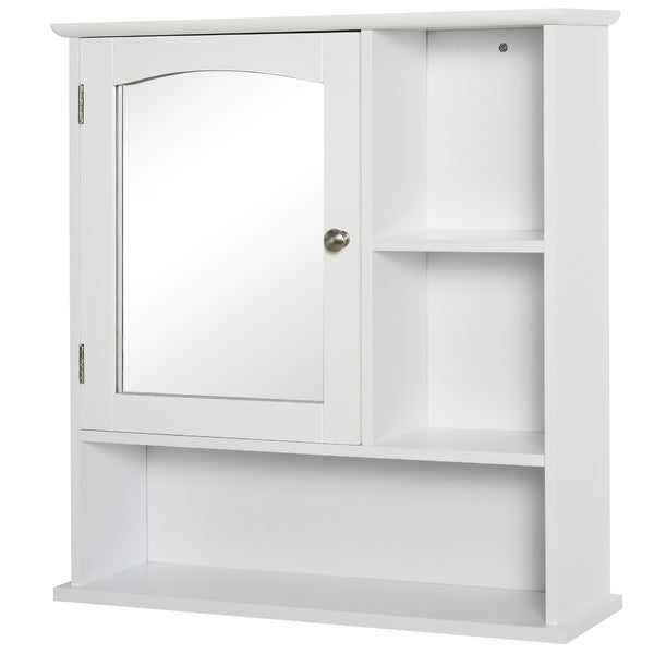 Medicine cabinet with mirror and doors, storage shelves, white