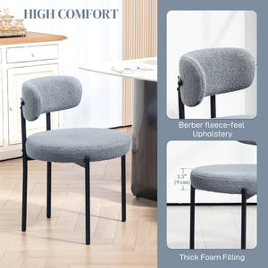 Set of 2 kitchen chairs with fleece upholstery, grey