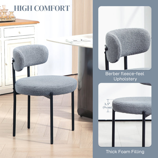 Set of 2 kitchen chairs with fleece upholstery, grey