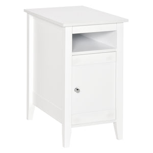 Modern 3-Tier Wooden Bedside Table with Sliding Shelf, White