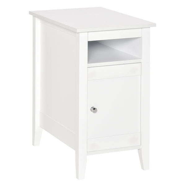 Modern 3-Tier Wooden Bedside Table with Sliding Shelf, White