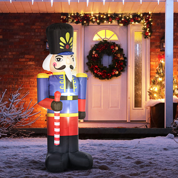 8ft Blue and Red Inflatable Nutcracker