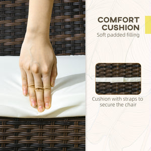 Synthetic Rattan Outdoor Dining Chairs with Cushion, Brown