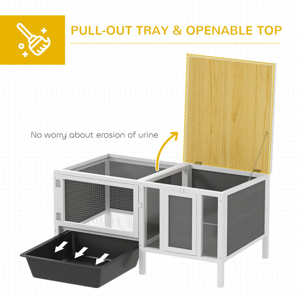 Hutch with run, opening roof, removable drawer and ramp