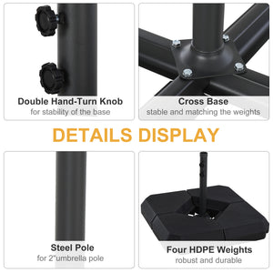 Parasol base with 4 plastic weights, black 