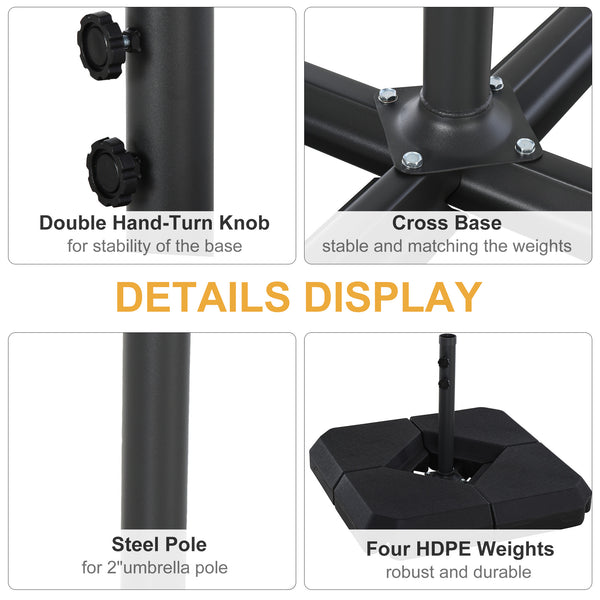 Parasol base with 4 plastic weights, black 