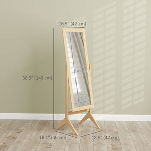 Full length mirror with adjustable angle, oak