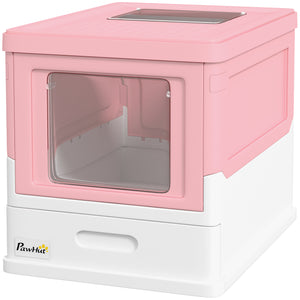 Enclosed litter box with scoop and tray, pink