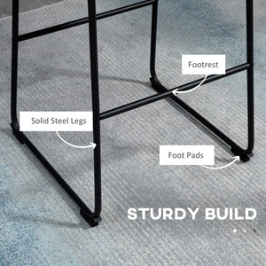 Set of 2 vintage-style faux leather bar stools, blue