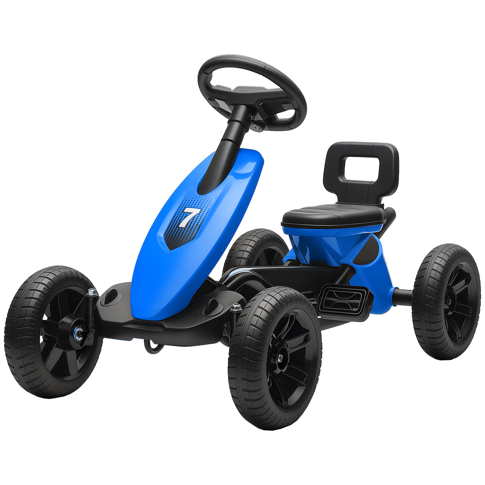 Pedal go-kart with silent EVA wheels, blue