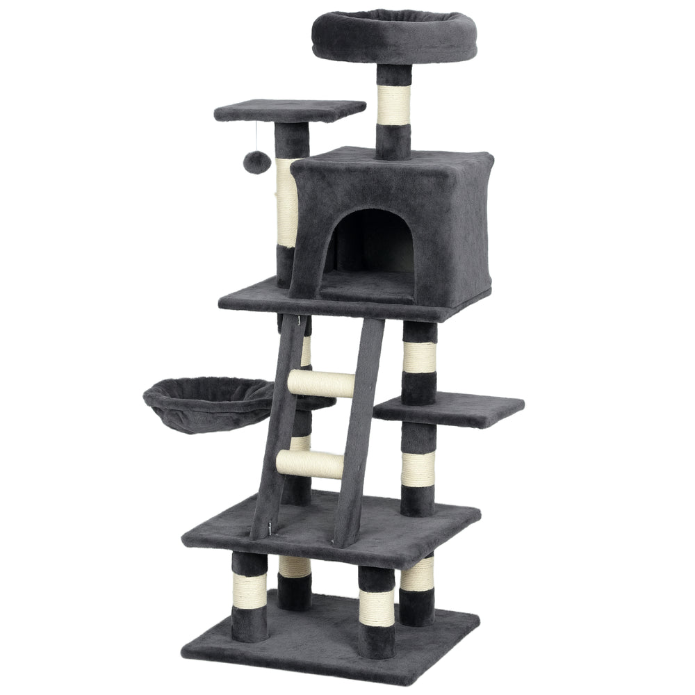 Large 132cm Cat Tree for Indoor Cats, Dark Grey