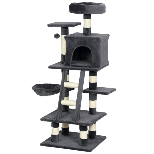 Large 132cm Cat Tree for Indoor Cats, Dark Grey