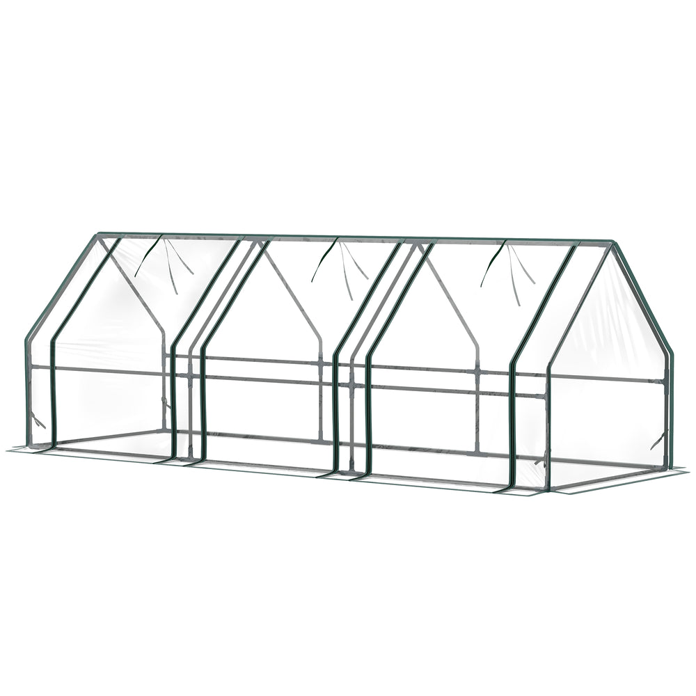 Mini portable greenhouse with roll-up zippered doors, transparent