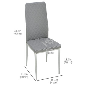 Set of 4 kitchen chairs with faux leather upholstery and steel legs, grey