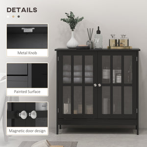 2-Door Kitchen Buffet, Modern Storage Cabinet, Black