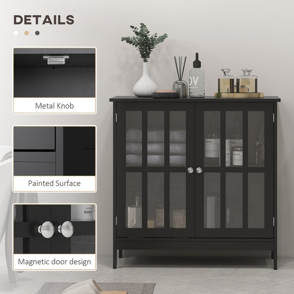 2-Door Kitchen Buffet, Modern Storage Cabinet, Black