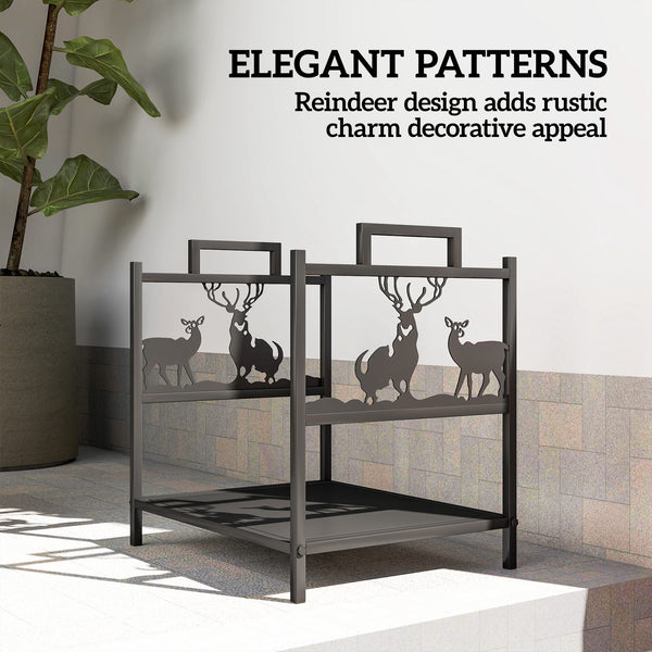 Heavy Duty Log Rack with Handles Black 