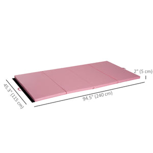 Foldable Gymnastics Mat 1.22m x 2.42m x 5cm with Carry Handles, Pink