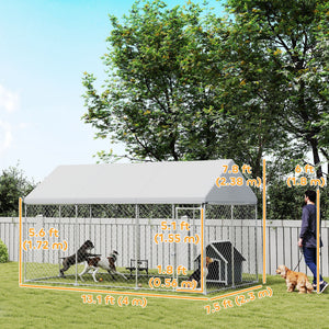 Galvanized steel kennel with roof and security latch