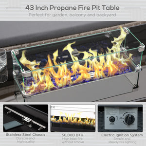 50,000 BTU Propane Fire Pit Table, Black