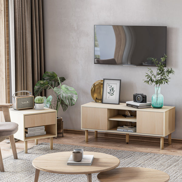 Modern bedside table with drawer and open shelf