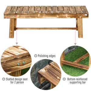 Outdoor garden bench made of carbonized fir wood