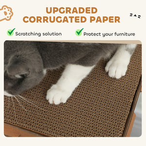Multi-level corrugated cardboard cat house with scratching posts