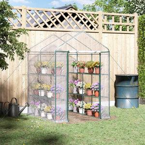 Portable garden greenhouse with 8 shelves