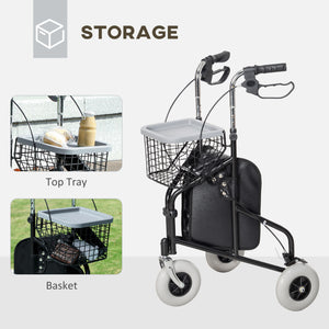 Upright Rollator Walker with Adjustable Handle Height, Black