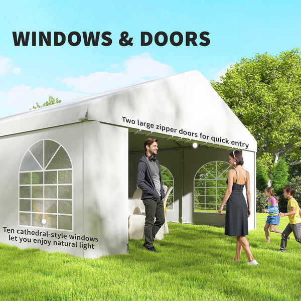 16 x 32 ft. white reception tent with removable side walls