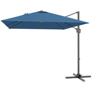8-foot square cantilever parasol with cross base, navy blue