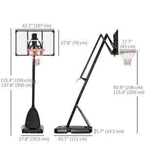 Portable Outdoor Basketball Hoop, Adjustable Height 292-350cm