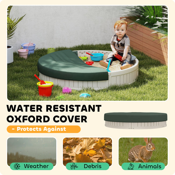 Sandbox with waterproof cover and fabric lining