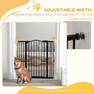 Extra Tall Dog Gate with Door, Black