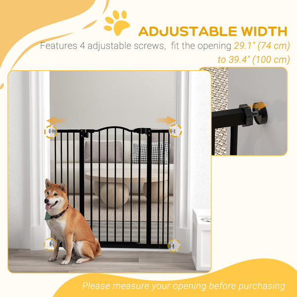 Extra Tall Dog Gate with Door, Black