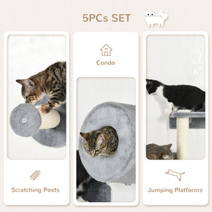 Wall-mounted cat shelf, grey