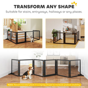 Freestanding Wooden Pet Gate, Black