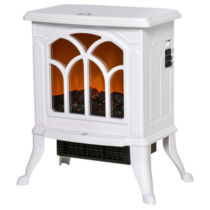Freestanding Electric Fireplace with Realistic Flame 750W/1500W, White