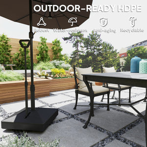 Square plastic parasol base with adjustable wheels and handle, black 